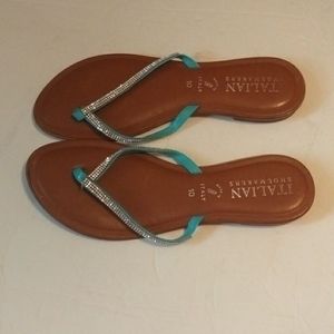 Italian Shoemakers Turquoise Sandals,size 10
